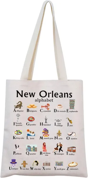 MNIGIU New Orleans Canvas Tote Bag - Welcome Reusable Shopping Bag
