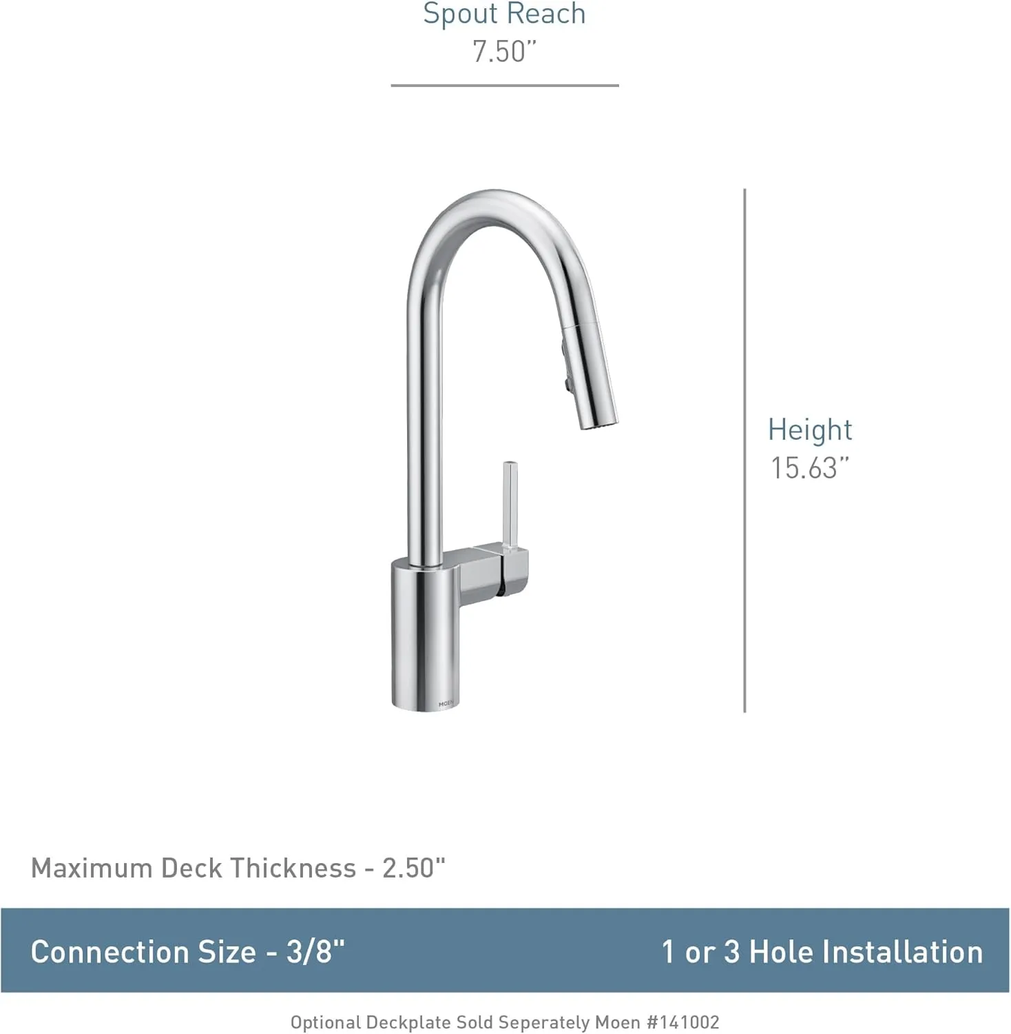 Moen Align Spot Resist Stainless One-Handle Modern Kitchen Pulldown Faucet with Retractable Reflex Docking System and Power Boost Spray Technology for a Faster Clean, 7565SRS