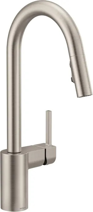 Moen Align Spot Resist Stainless One-Handle Modern Kitchen Pulldown Faucet with Retractable Reflex Docking System and Power Boost Spray Technology for a Faster Clean, 7565SRS