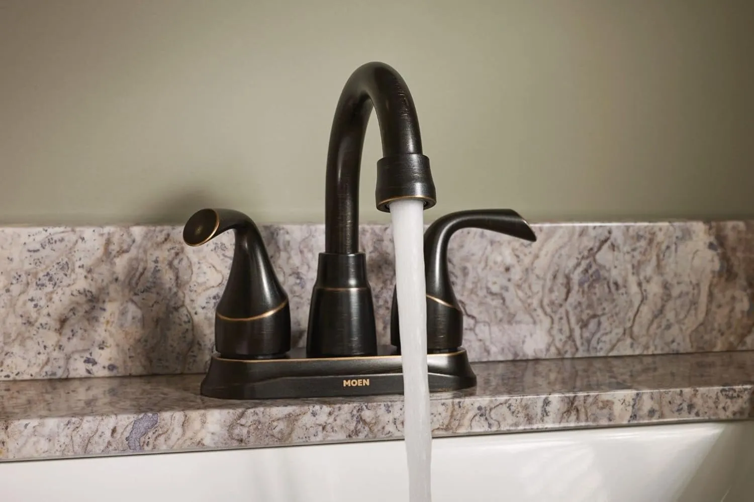 Moen Idora Mediterranean Bronze Two-Handle Centerset Bathroom Sink Faucet with Drain Assembly, 84115BRB