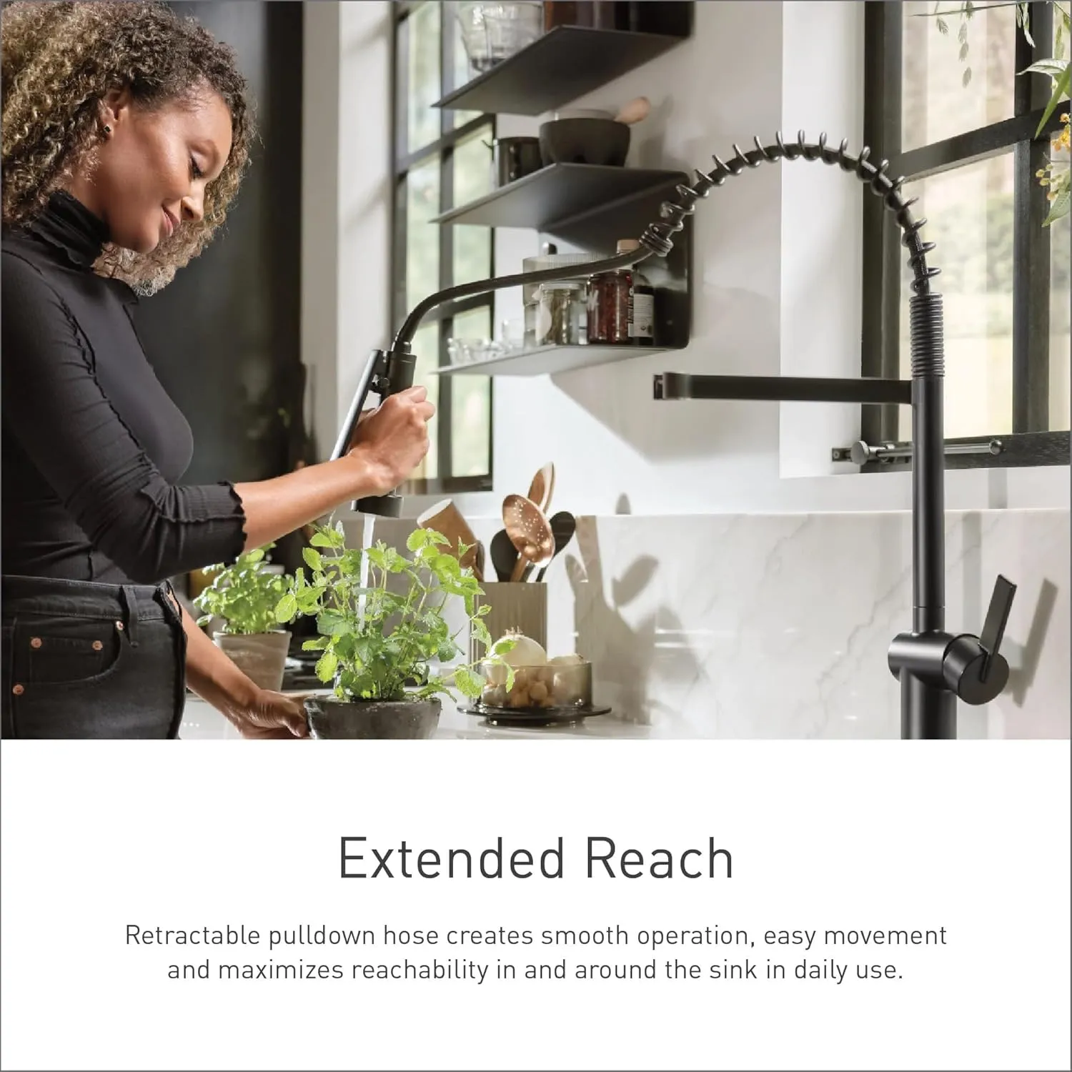 Moen Nolia Spot Resist Stainless One-Handle Pre-Rinse Spring Pulldown Kitchen Faucet, Single Hole Kitchen Sink Faucet with Soap Dispenser, 87886SRS