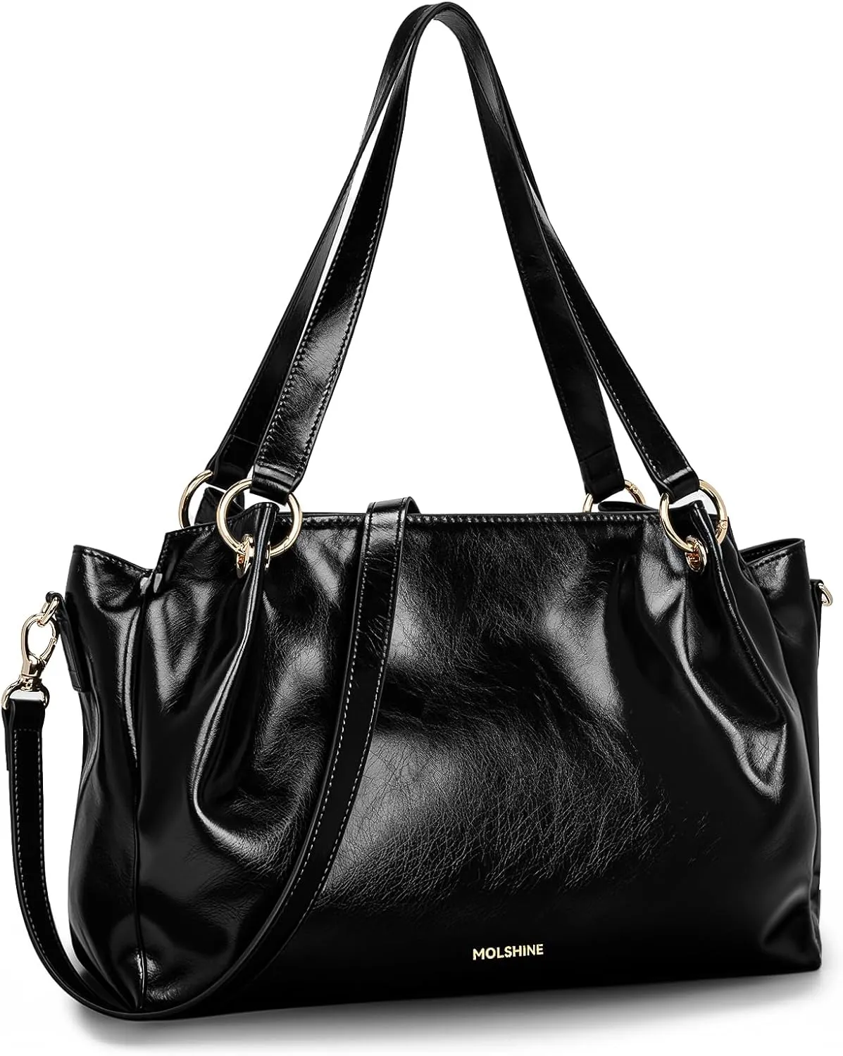 molshine Genuine Leather Tote Bags, Large Capacity Casual Top Handle Shoulder Handbag, Crossbody Bag With Adjustable Strap for Women Lady DLK0016