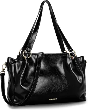 molshine Genuine Leather Tote Bags, Large Capacity Casual Top Handle Shoulder Handbag, Crossbody Bag With Adjustable Strap for Women Lady DLK0016