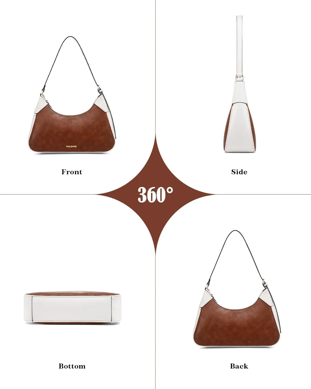 molshine Shoulder Bag, PU Leather Crescent Handbag, Armpit Bag, Party Clutch Purse for Women Lady Model DLK0059