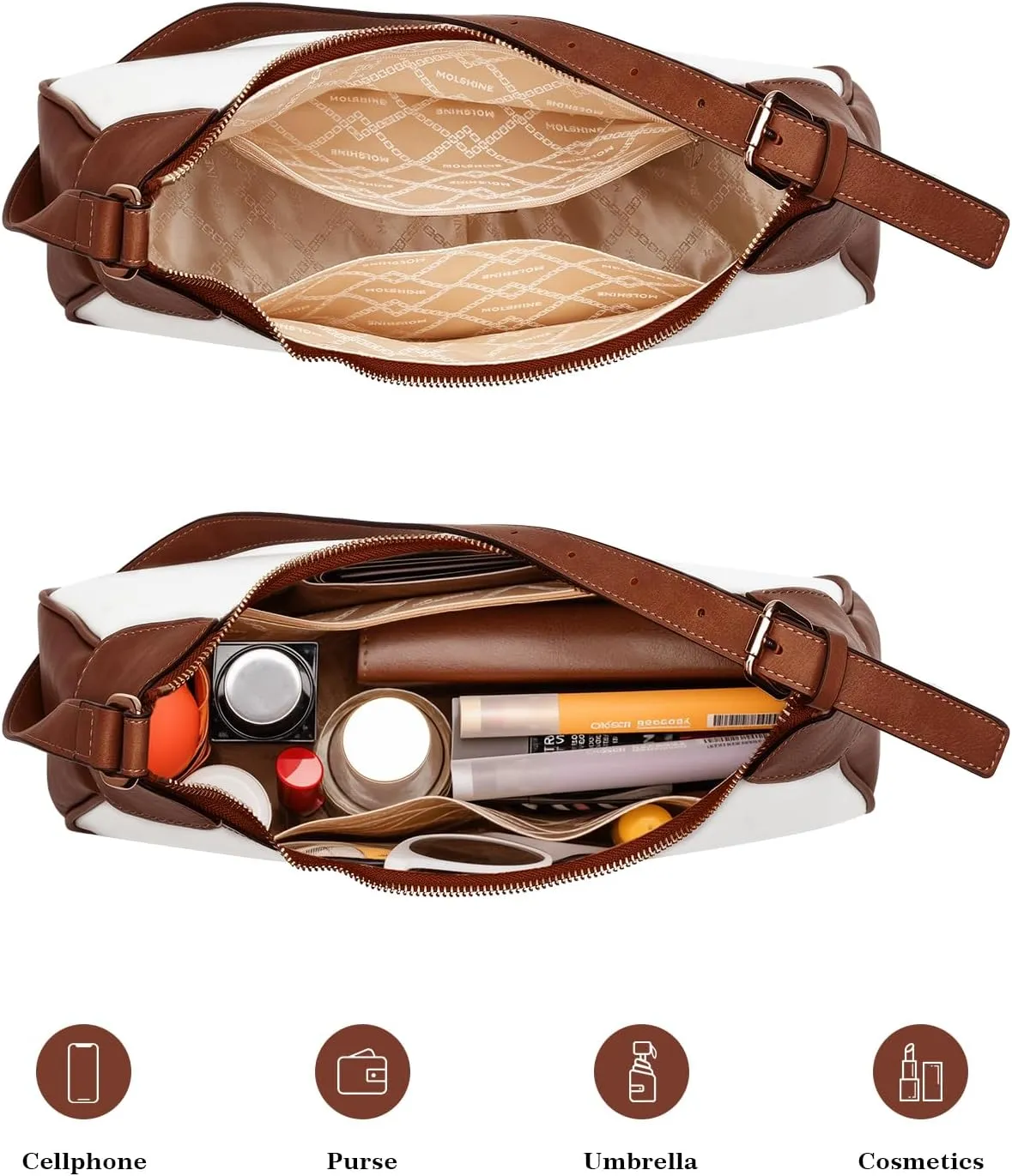 molshine Shoulder Bag, PU Leather Crescent Handbag, Armpit Bag, Party Clutch Purse for Women Lady Model DLK0059