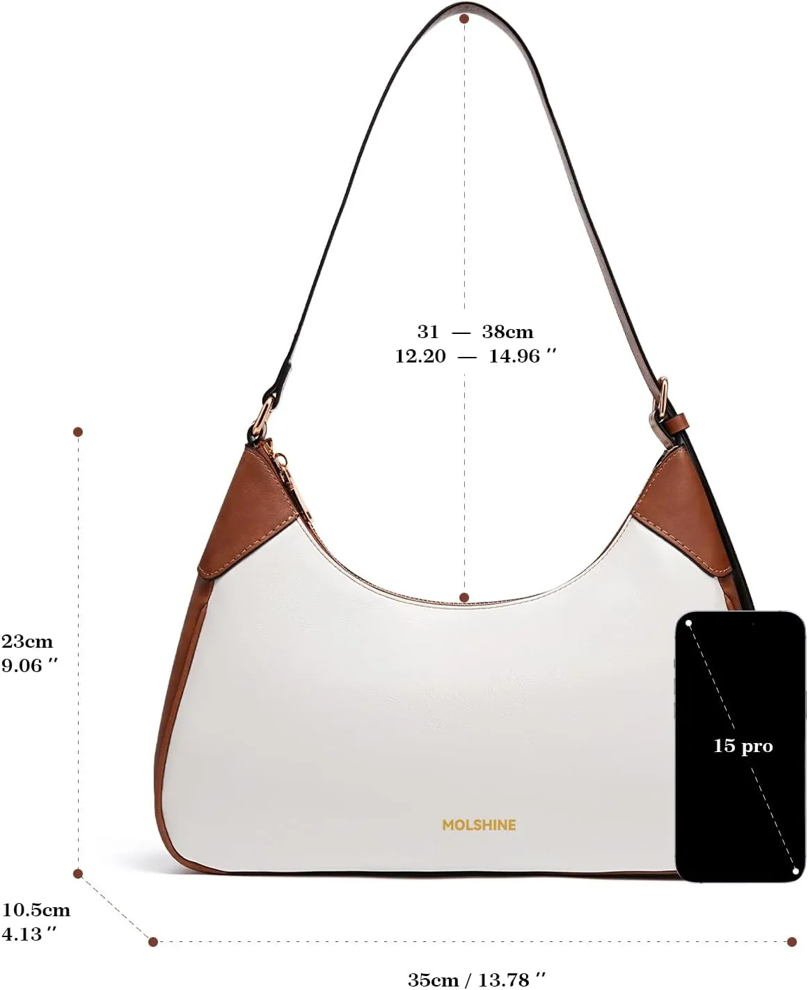 molshine Shoulder Bag, PU Leather Crescent Handbag, Armpit Bag, Party Clutch Purse for Women Lady Model DLK0059