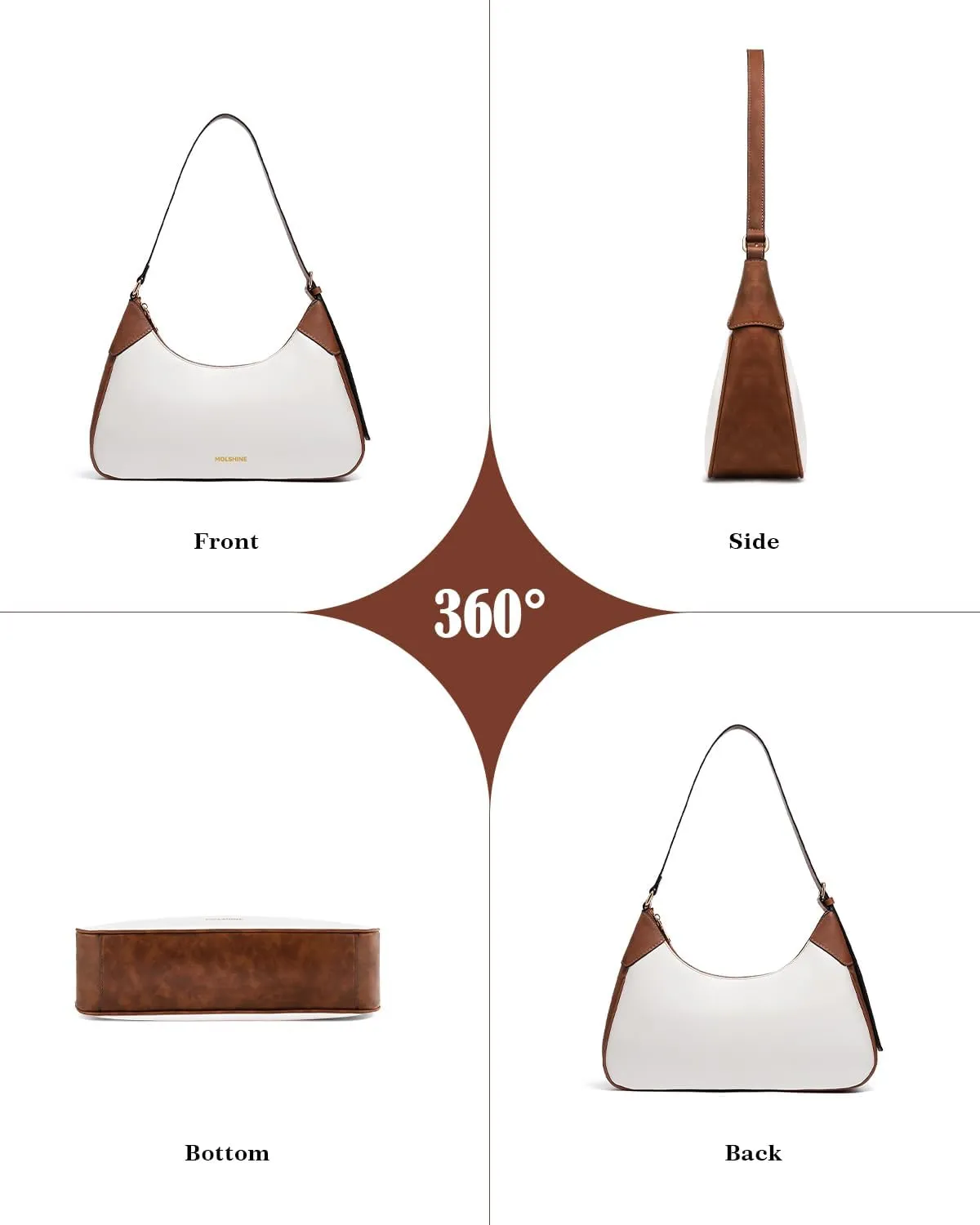 molshine Shoulder Bag, PU Leather Crescent Handbag, Armpit Bag, Party Clutch Purse for Women Lady Model DLK0059