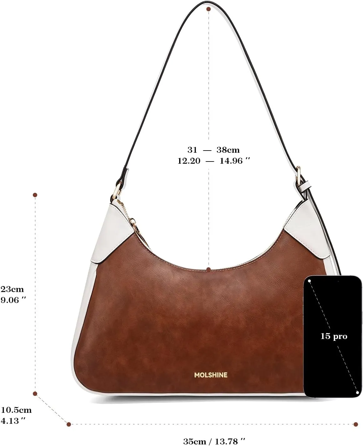 molshine Shoulder Bag, PU Leather Crescent Handbag, Armpit Bag, Party Clutch Purse for Women Lady Model DLK0059