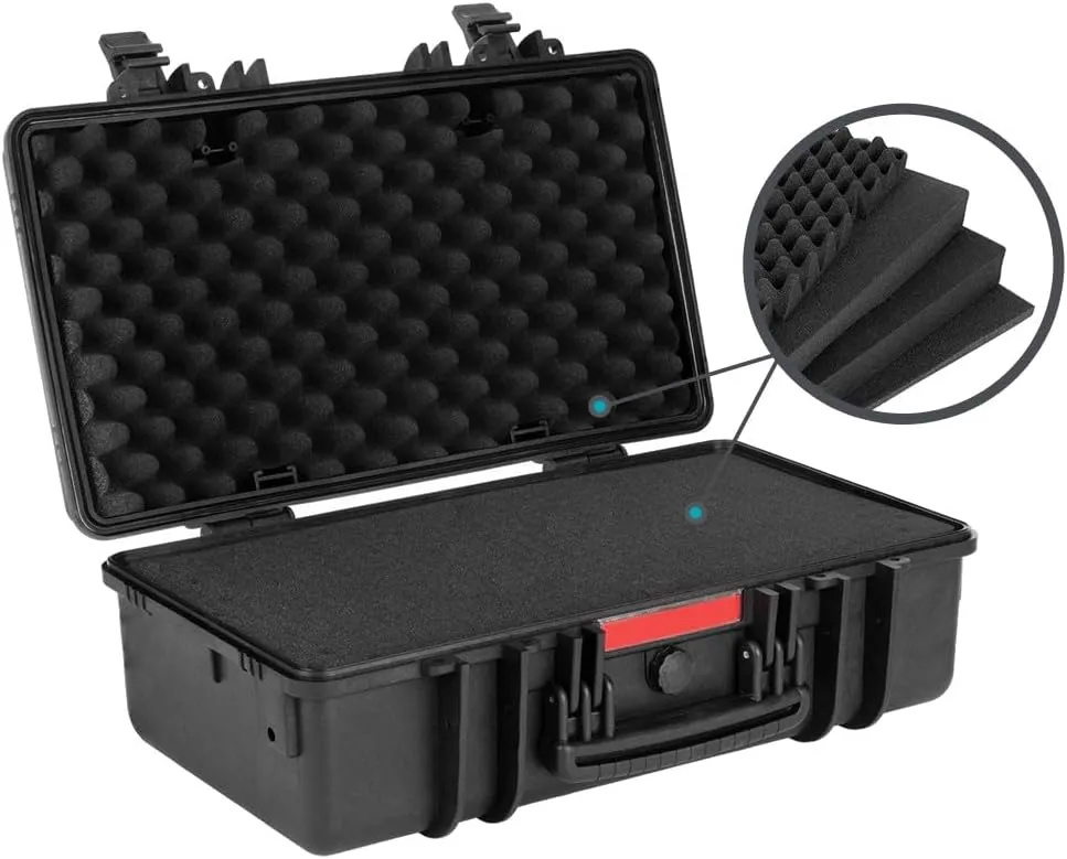 Monoprice Weatherproof Hard Case - 22 x 14 x 8 Inches, With Customizable Foam, Shockproof, IP67, Ultraviolet And Impact Resistant Material, Black - Pure Outdoor Collection