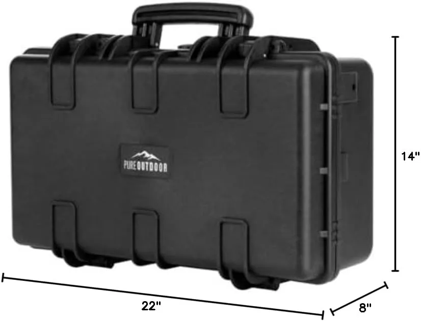 Monoprice Weatherproof Hard Case - 22 x 14 x 8 Inches, With Customizable Foam, Shockproof, IP67, Ultraviolet And Impact Resistant Material, Black - Pure Outdoor Collection