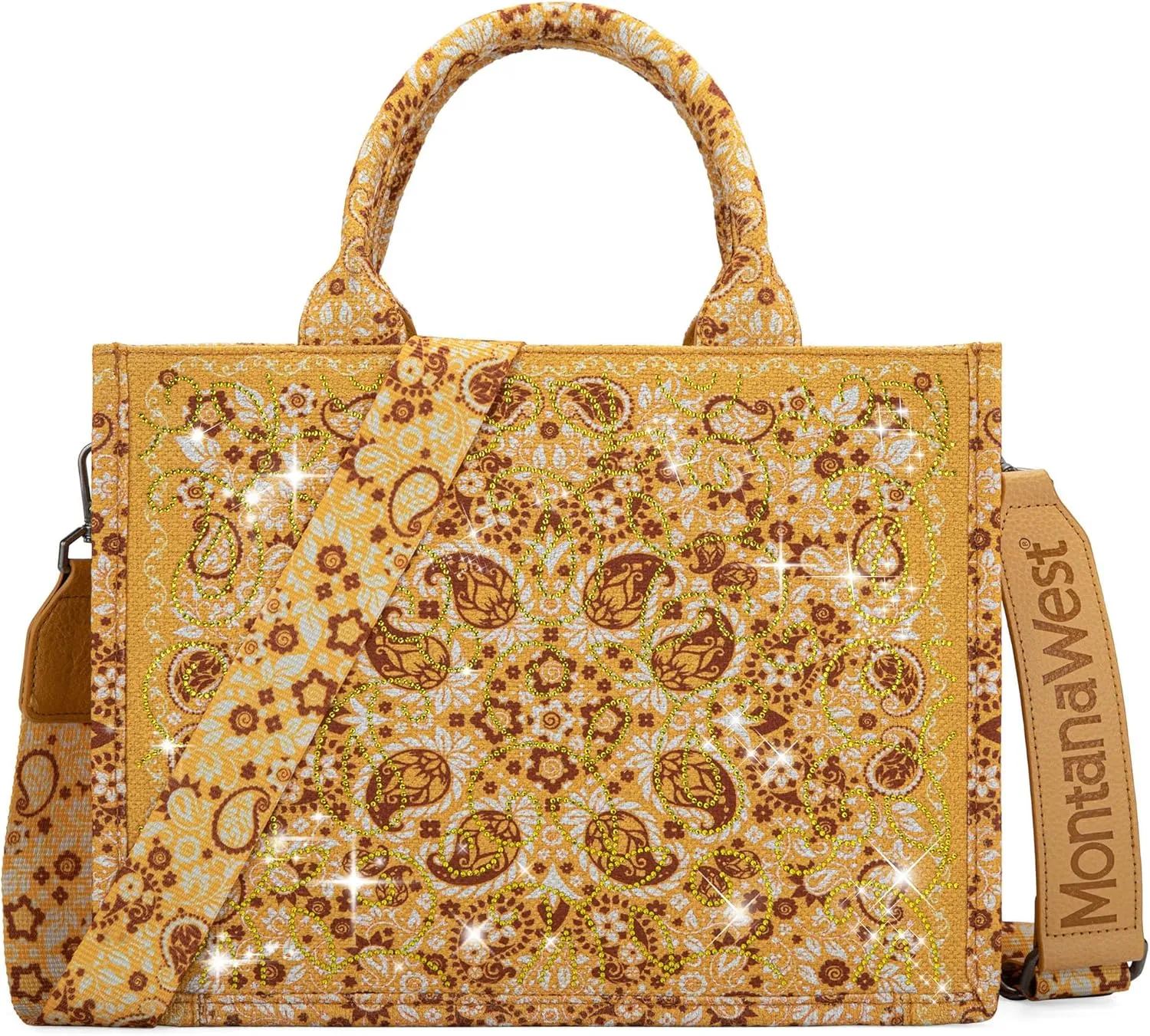 Montana West Sparkly Tote Bag Paisley Top Handle Satchel Handbags