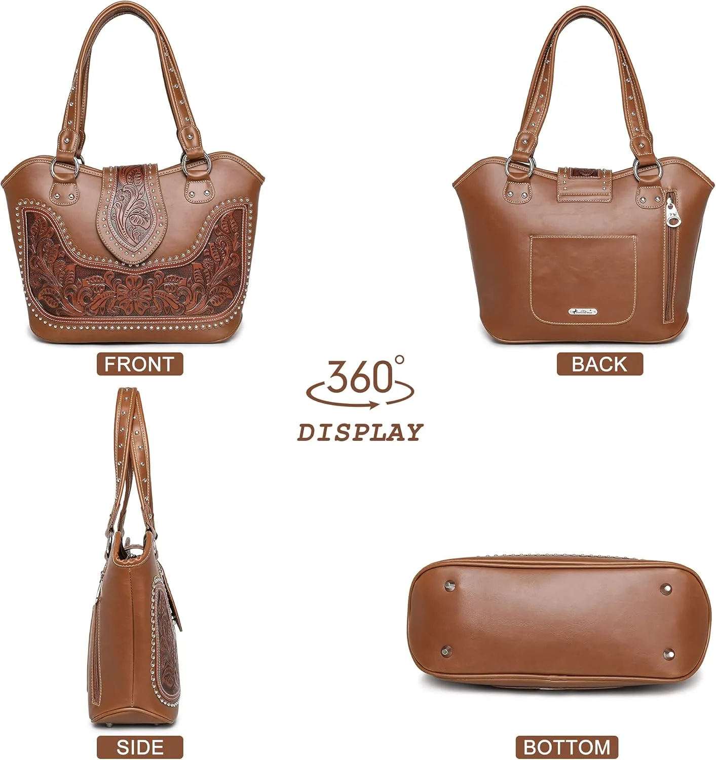 Montana West Western Tote Bags for Women Tooled Shoulder Ladies Top Handle Handbag