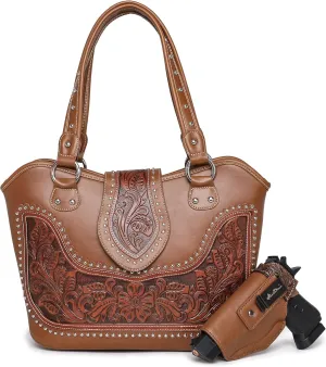 Montana West Western Tote Bags for Women Tooled Shoulder Ladies Top Handle Handbag