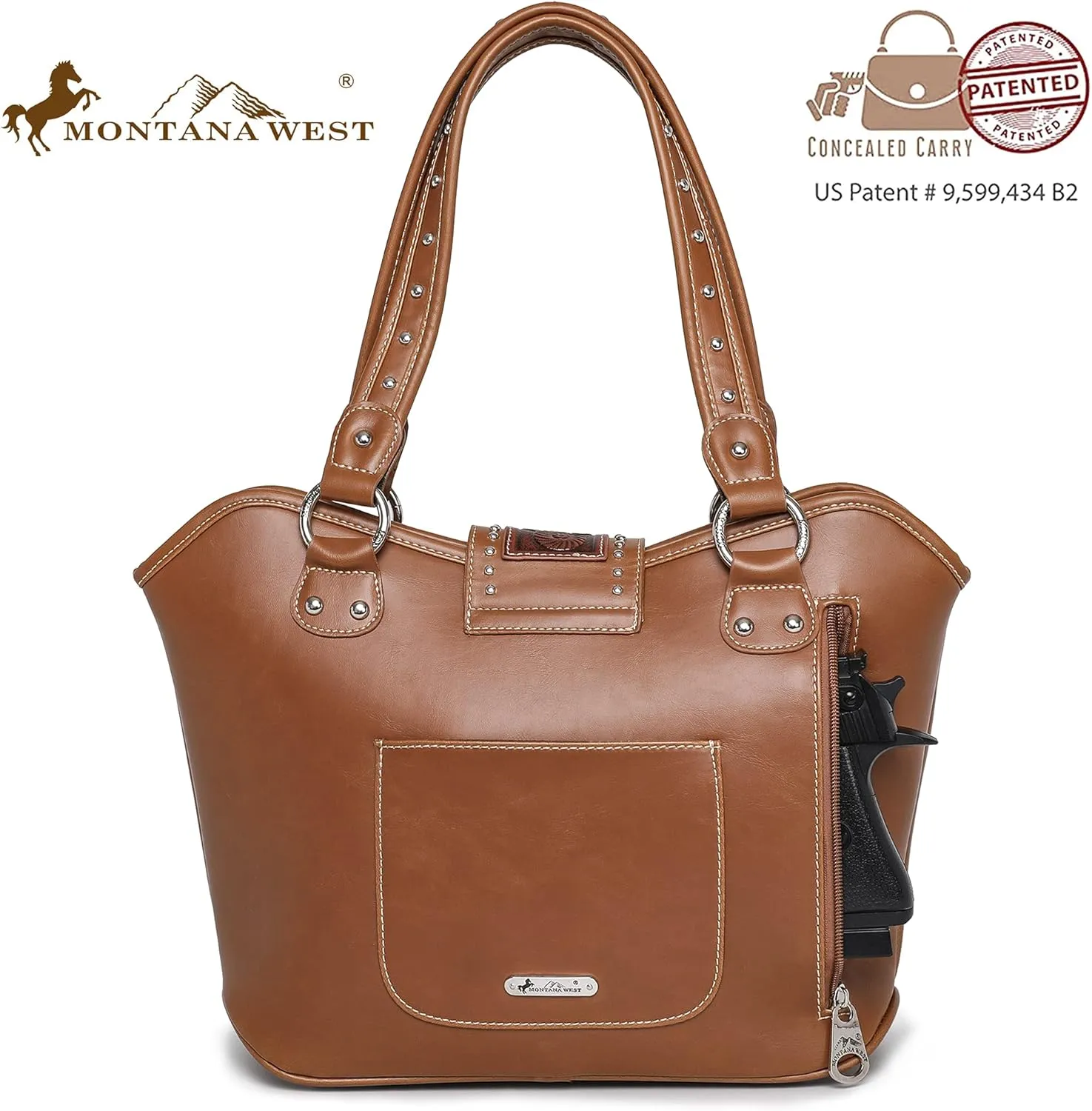 Montana West Western Tote Bags for Women Tooled Shoulder Ladies Top Handle Handbag