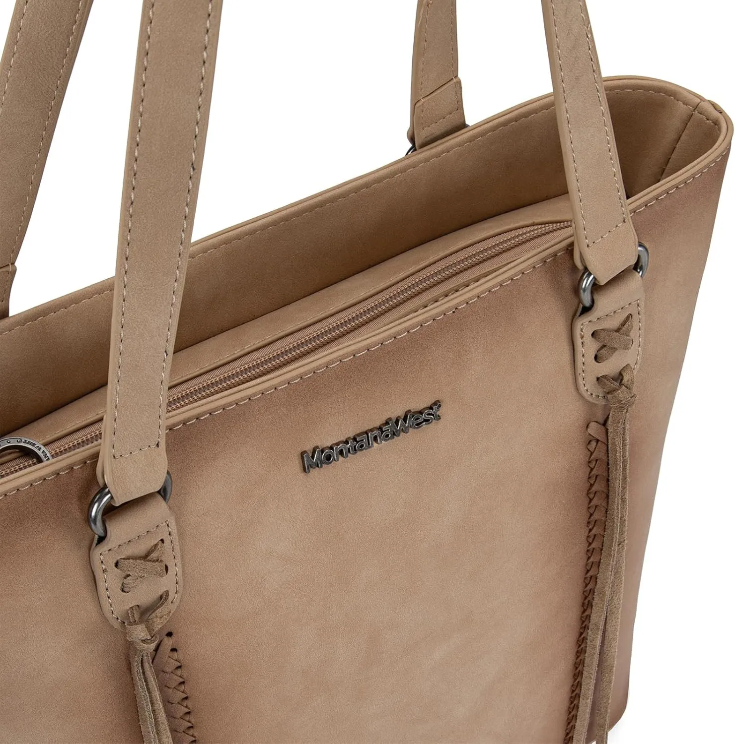 Montana West Western Two-Tone Large Tote Bag for Women Vintage Top Handle Ladies Shoulder Bags