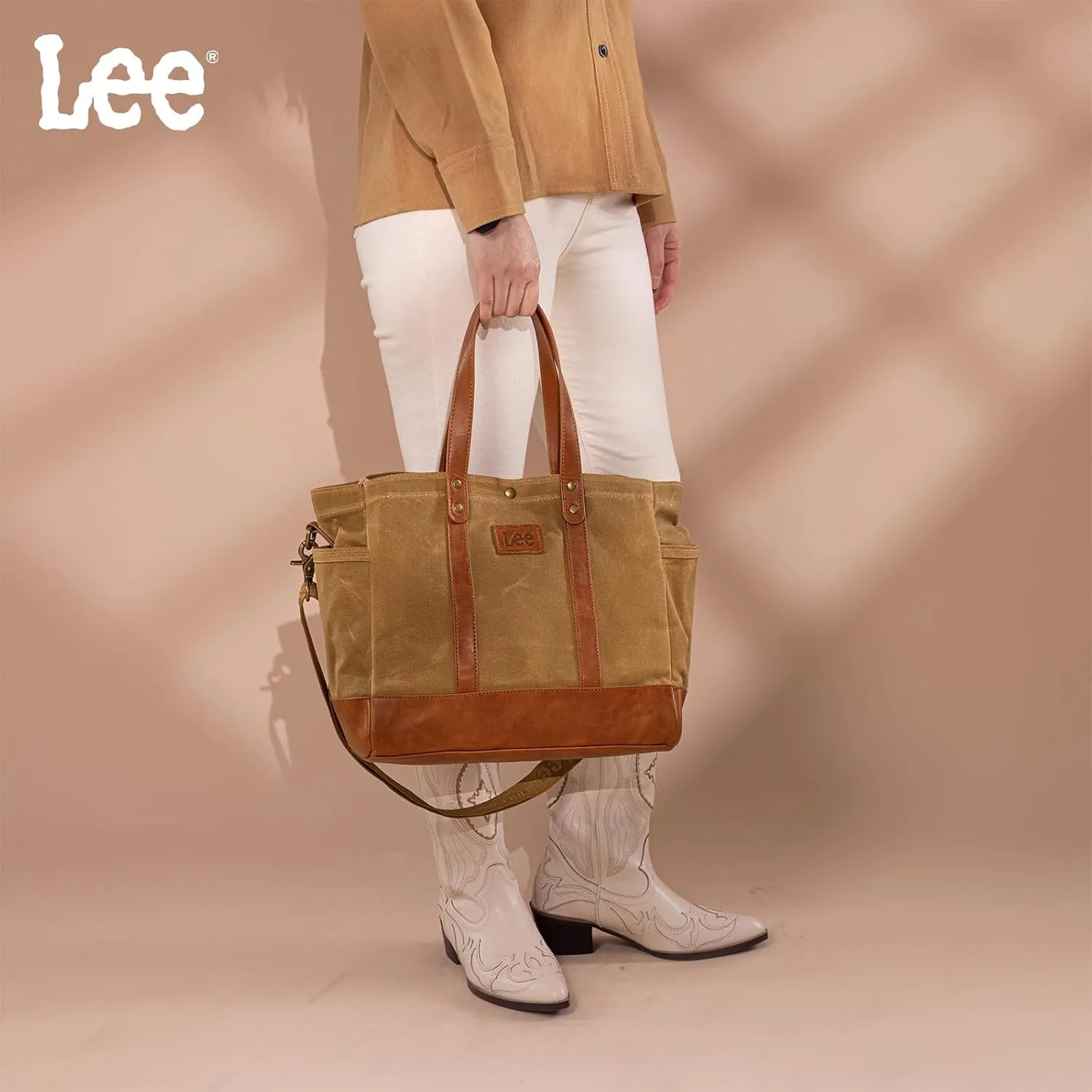 Montana West x Lee Tote Bag for Women Waxed Canvas Shoulder Handbags Crossbody Bag with Adjustable Strap