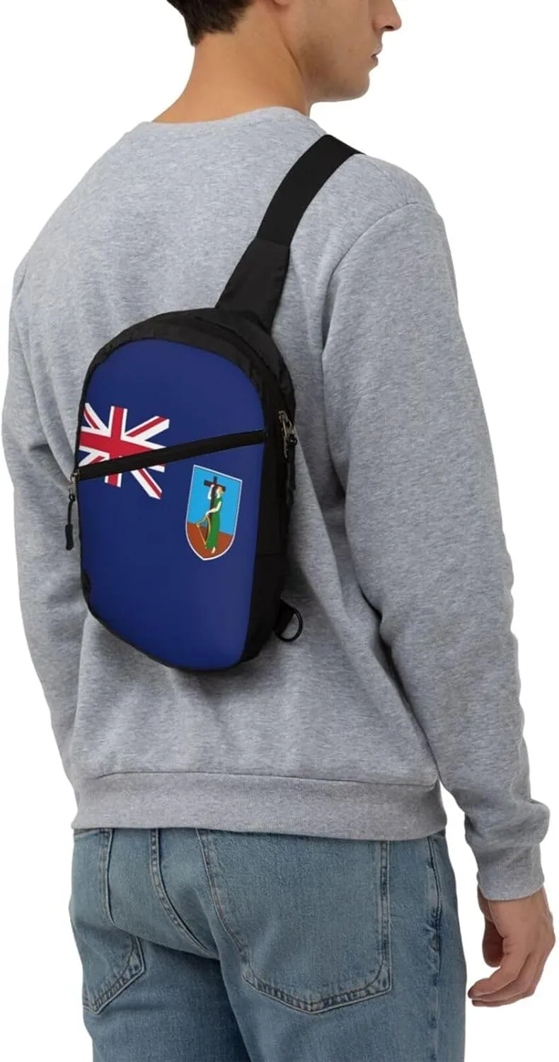 Montserrat Flag Crossbody Bag Portable Sling Bags Foldable Chest Daypack Reusable Sports Shoulder Backpack Diagonally Casual Rucksack Travel Bag