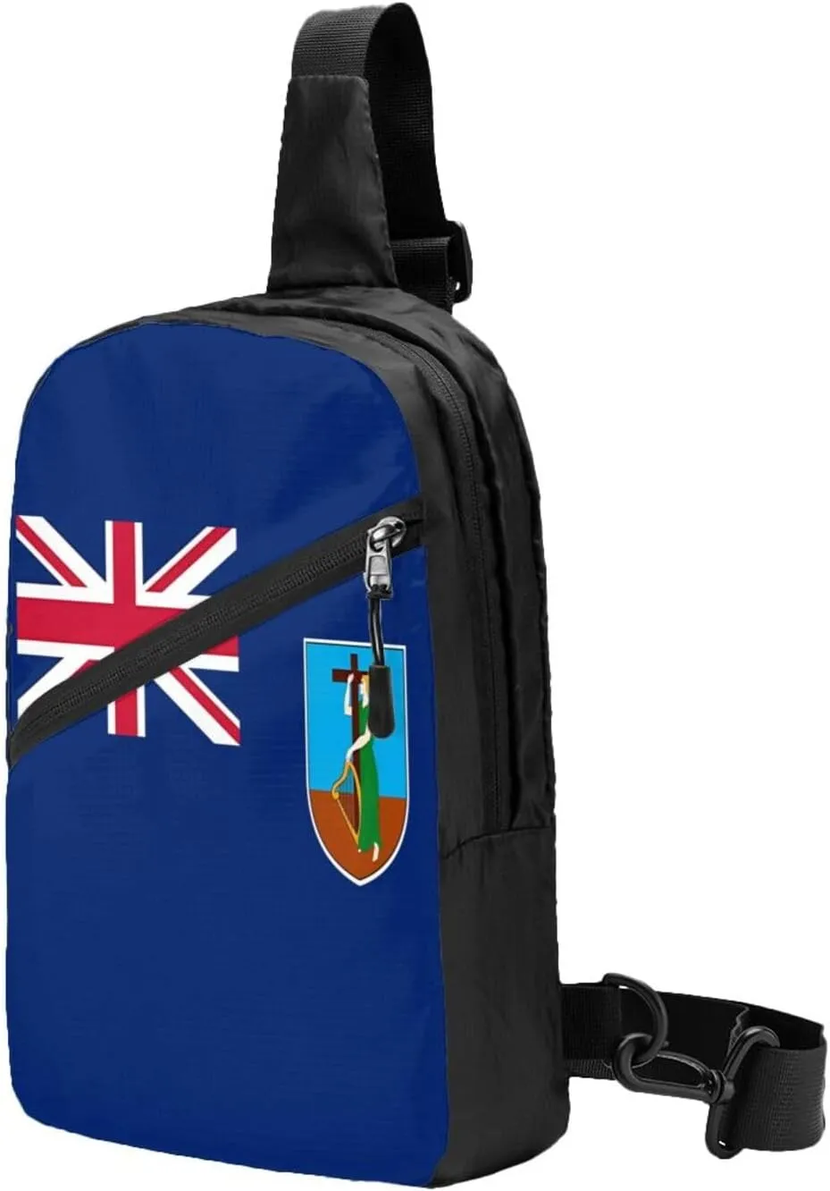 Montserrat Flag Crossbody Bag Portable Sling Bags Foldable Chest Daypack Reusable Sports Shoulder Backpack Diagonally Casual Rucksack Travel Bag
