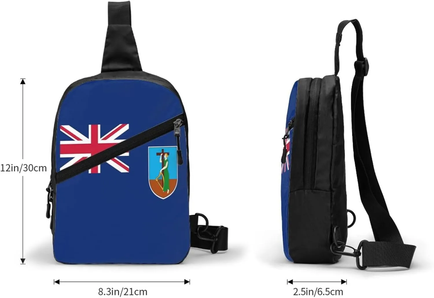 Montserrat Flag Crossbody Bag Portable Sling Bags Foldable Chest Daypack Reusable Sports Shoulder Backpack Diagonally Casual Rucksack Travel Bag