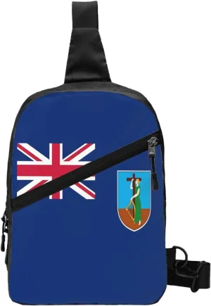 Montserrat Flag Crossbody Bag Portable Sling Bags Foldable Chest Daypack Reusable Sports Shoulder Backpack Diagonally Casual Rucksack Travel Bag