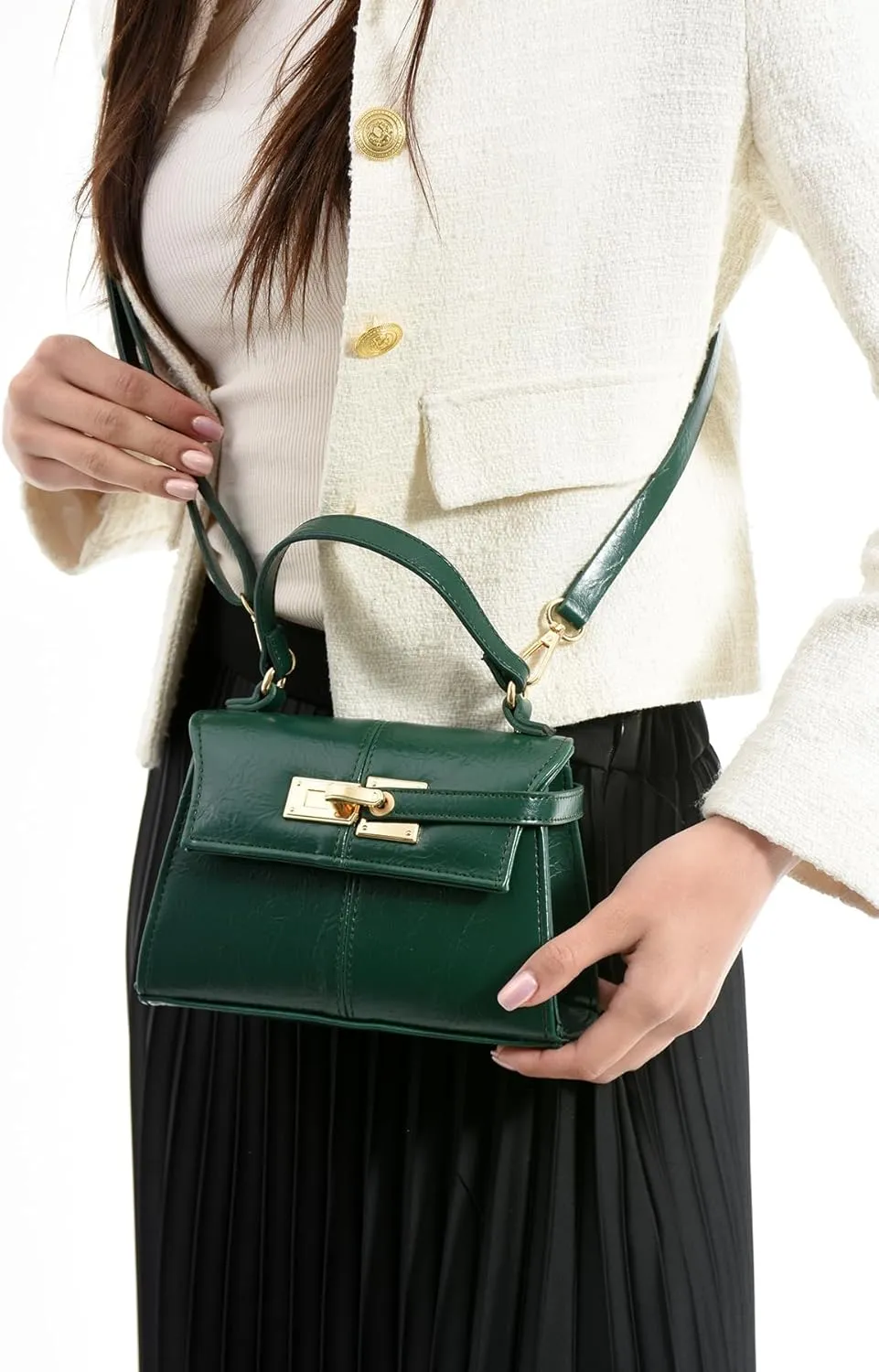 MOON CANTA Elegant Shoulder Bag – Small Handbag with Deluxe Textured Finish and Gold-Tone Hardware