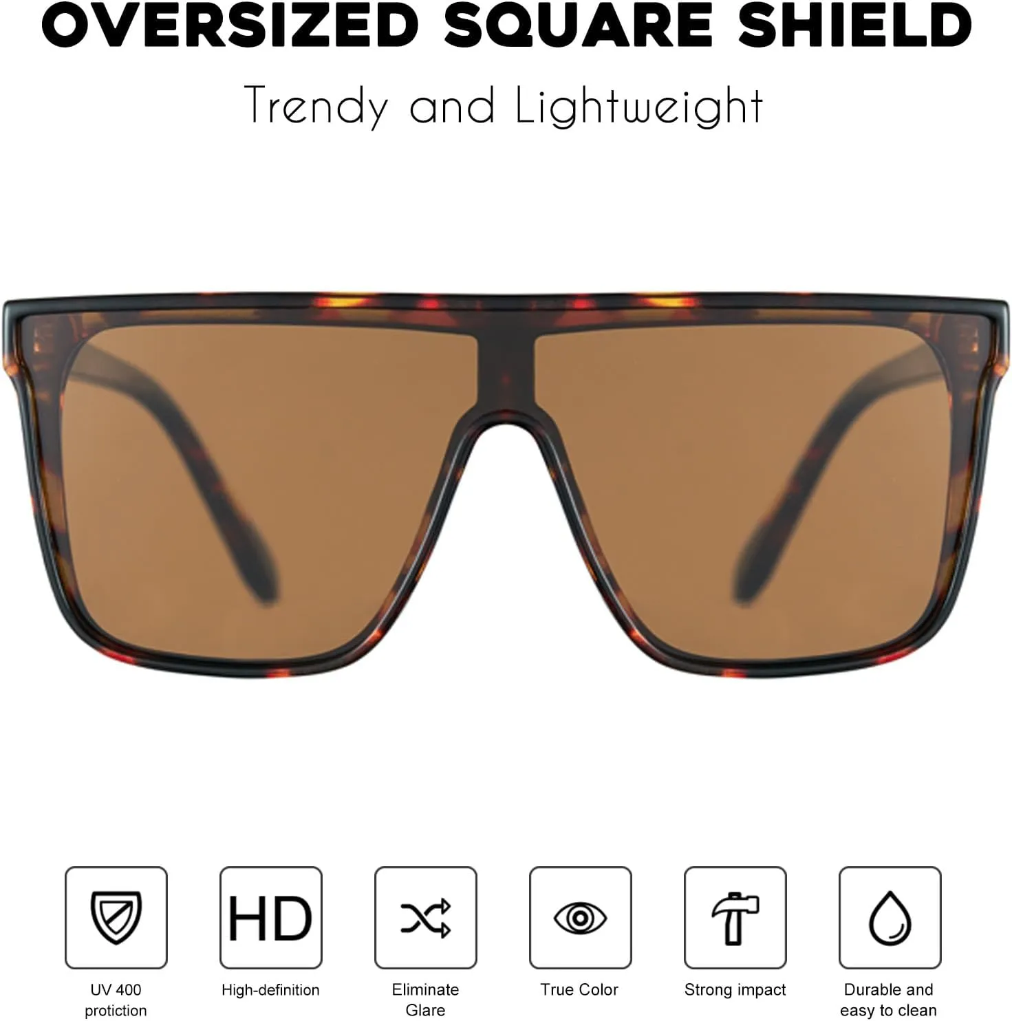 mosanana Polarized Oversized Square Sunglasses for Women Men, Trendy Flat Top Fashion Shield Shades MS52363