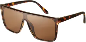 mosanana Polarized Oversized Square Sunglasses for Women Men, Trendy Flat Top Fashion Shield Shades MS52363