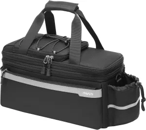 MOSISO Bike Rack Bag with Rain Cover, Waterproof Bike Rear Seat Camera Bag Bicycle Backseat Storage Trunk Handbag with Expandable Capacity 11-12.6L, Cycling Luggage Pouch with Shoulder Strap, Black
