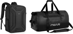 MOSISO Camera Backpack & 60L Travel Dry Duffel Bag, Camera Bag Waterproof Symmetric Geometric Hard Shell with Tripod Holder&15-16 inch Laptop Compartment Compatible with Canon/Nikon/Sony, Black