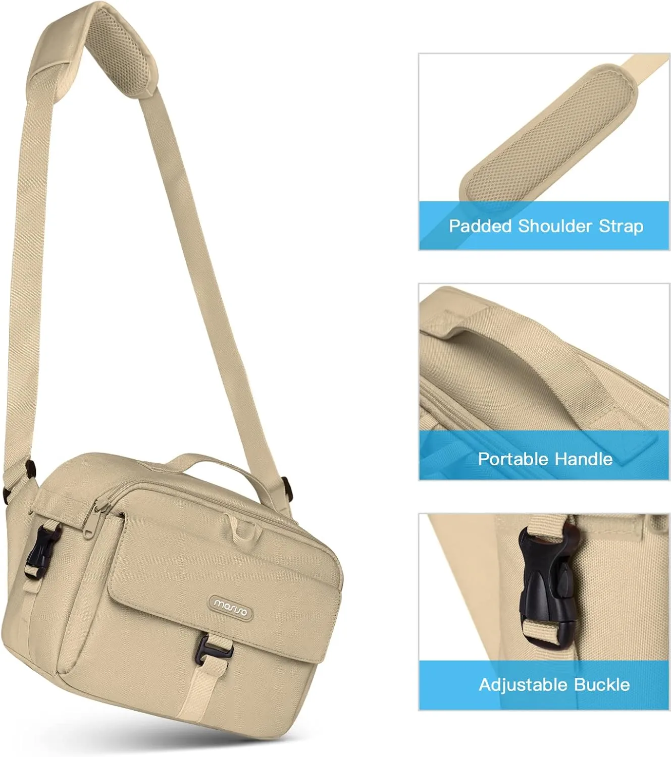 MOSISO Camera Shoulder Bag Case Crossbody Sling Purse, DSLR/SLR/Mirrorless Compact Padded Photography Handbag with Rain Cover Compatible with Canon/Nikon/Sony Cameras and Lenses, Khaki