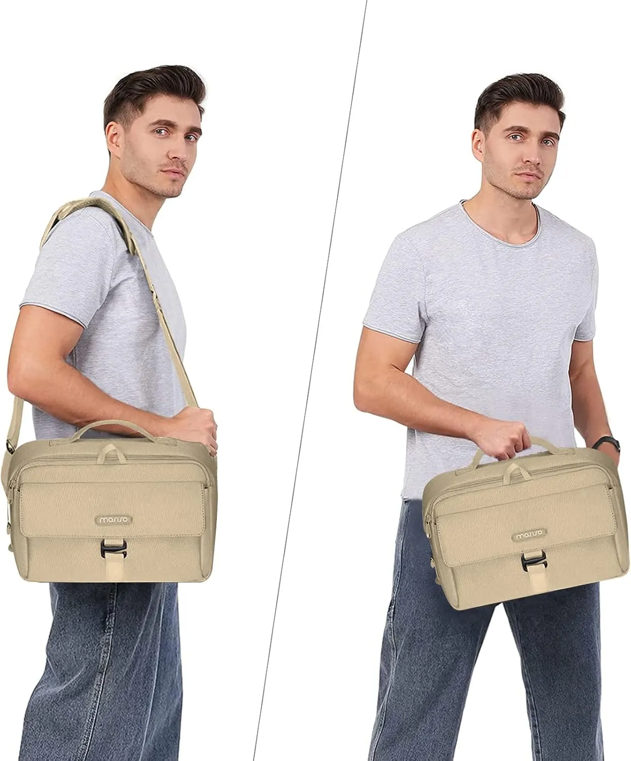 MOSISO Camera Shoulder Bag Case Crossbody Sling Purse, DSLR/SLR/Mirrorless Compact Padded Photography Handbag with Rain Cover Compatible with Canon/Nikon/Sony Cameras and Lenses, Khaki