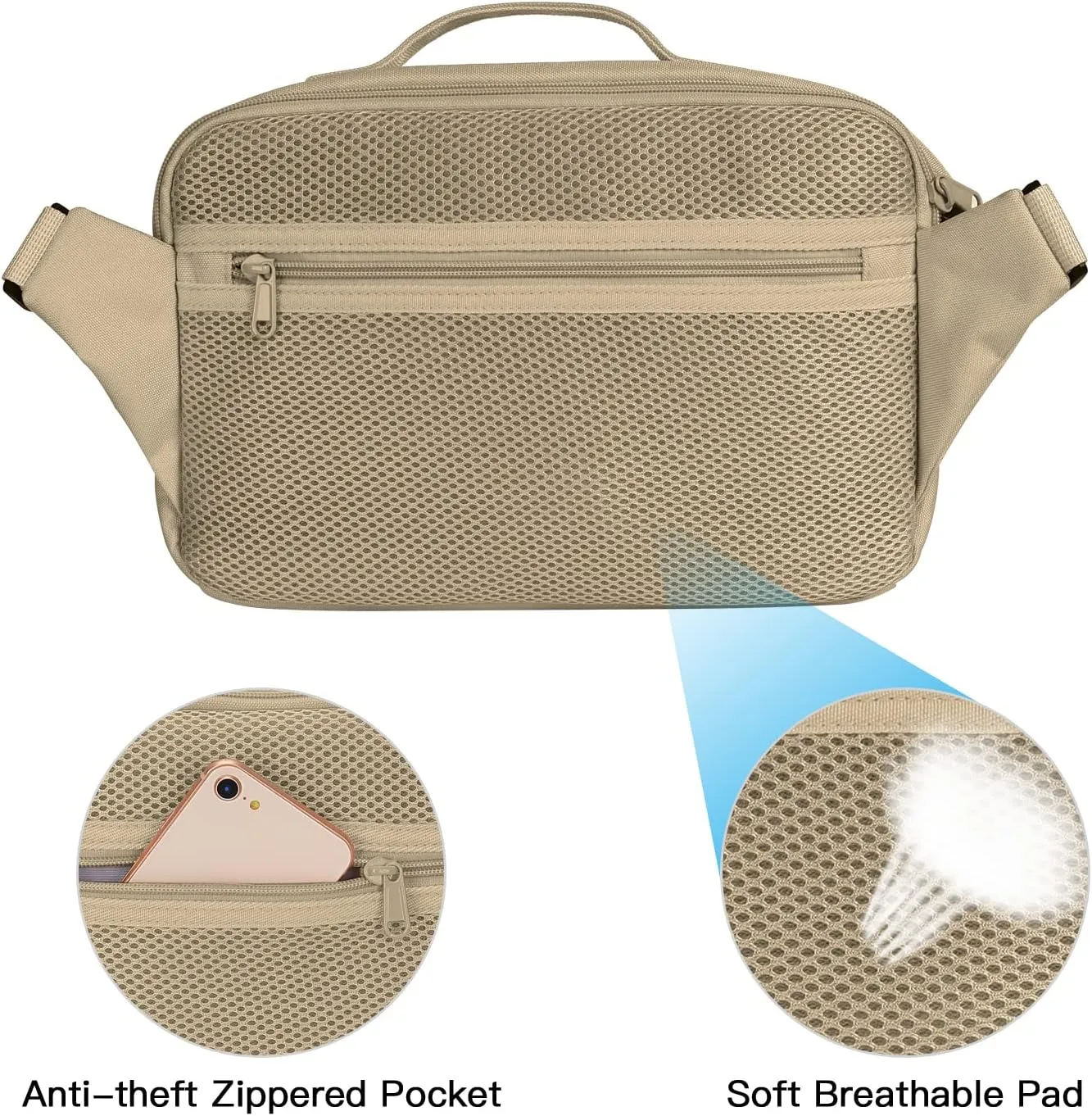 MOSISO Camera Shoulder Bag Case Crossbody Sling Purse, DSLR/SLR/Mirrorless Compact Padded Photography Handbag with Rain Cover Compatible with Canon/Nikon/Sony Cameras and Lenses, Khaki