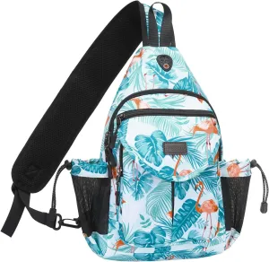 MOSISO Sling Backpack for Women Men, Crossbody Travel Hiking Daypack One Shoulder Chest Bag with Anti-theft Pocket, Flamingo