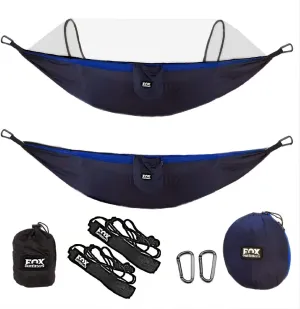 Mosquito Net Hammock XL - Built in Mosquito Net - Bug Protection - Easy Set Up - Comes with Tree Safe Hammock Straps & Steel Carabiners