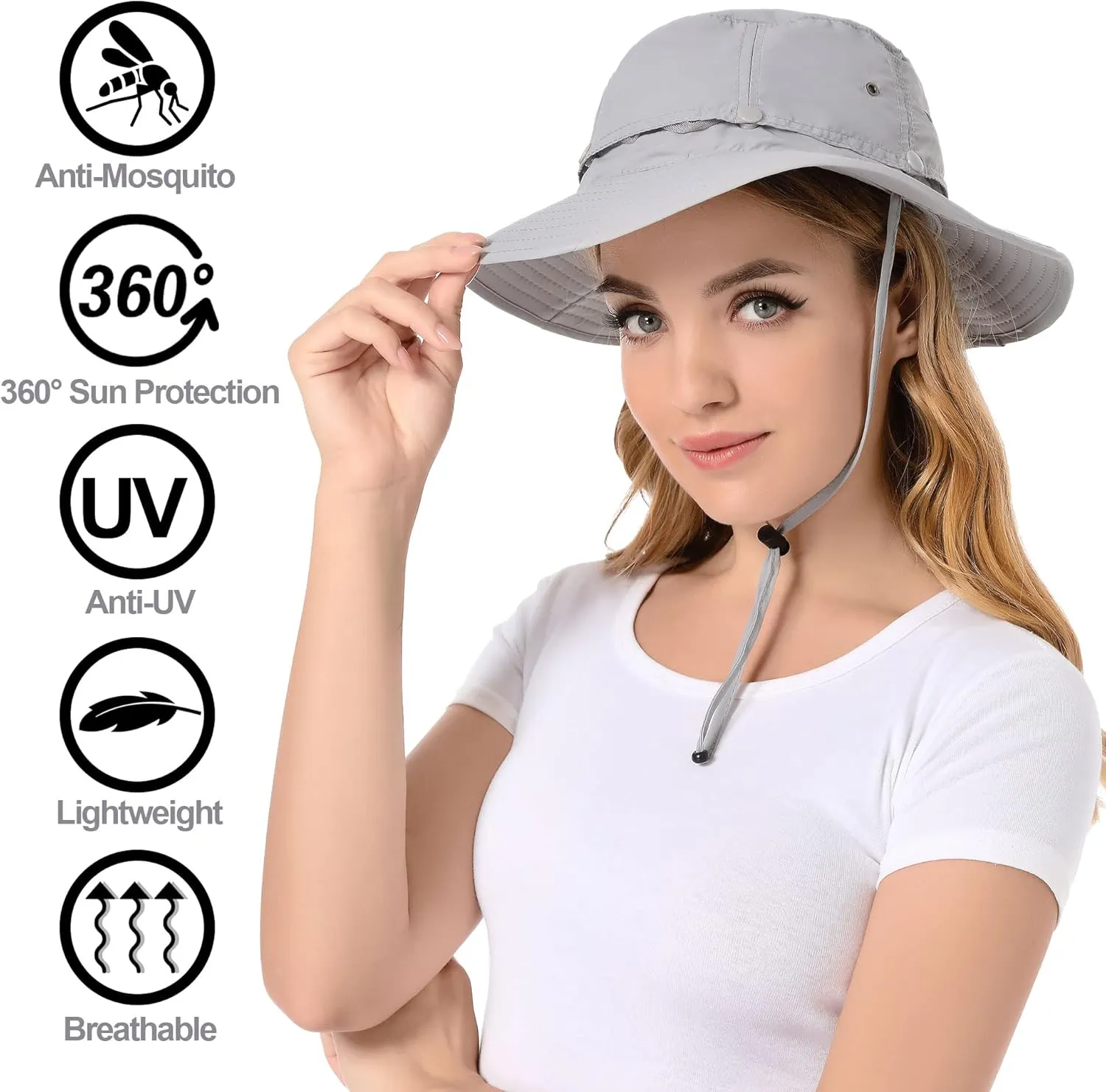 Mosquito Net Hat - Safari Sun Visor Hat with Removable Bug Net for Outdoor Men and Women