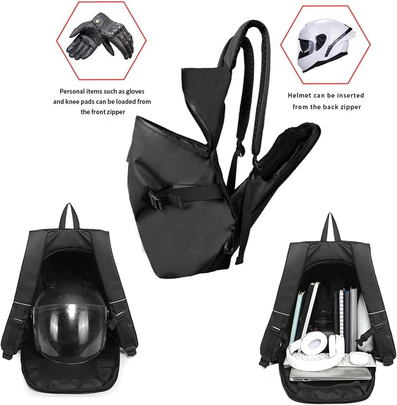 Motorcycle Backpack - Waterproof Helmet Backpack for Men, Travel
