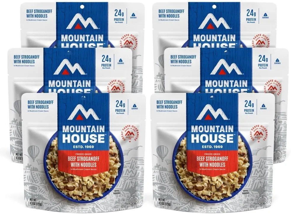 Mountain House Beef Stroganoff with Noodles | Freeze Dried Backpacking & Camping Food | 6-Pack
