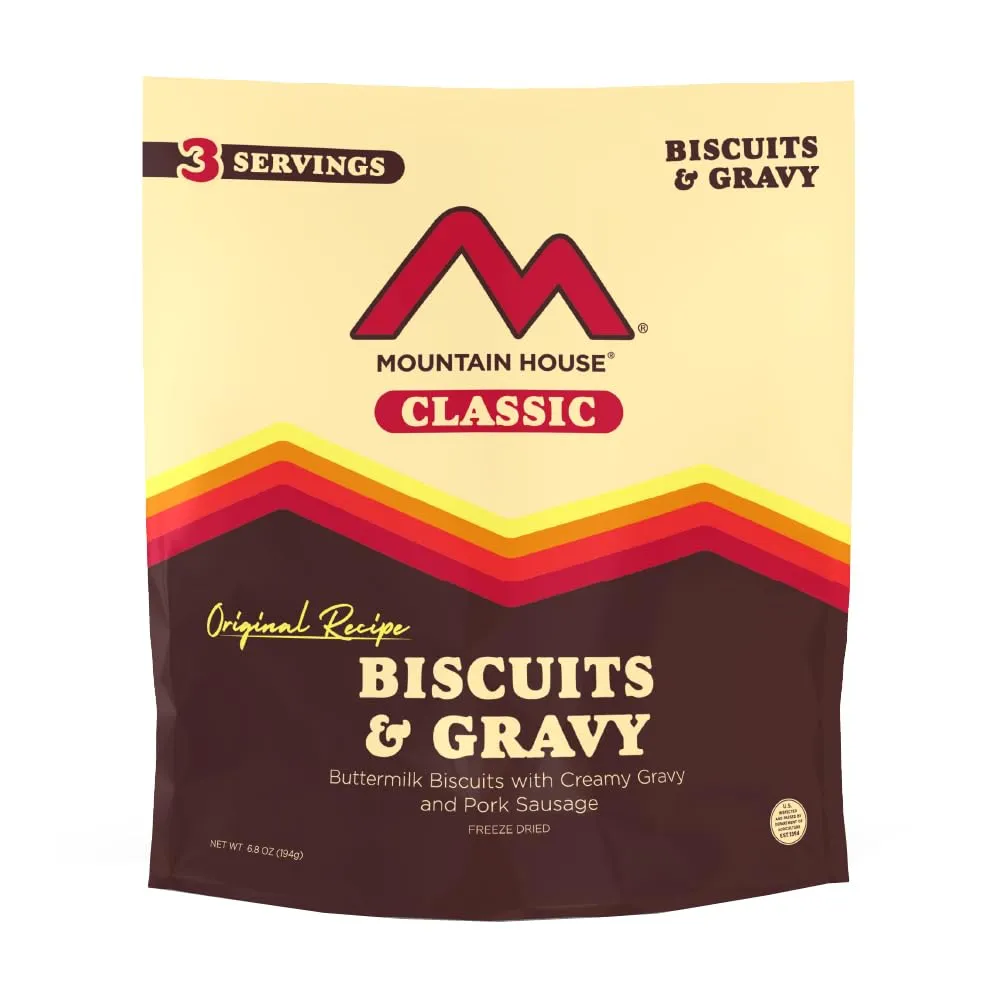 Mountain House Classic Biscuits & Gravy | Freeze Dried Backpacking & Camping Food | 4-Pack
