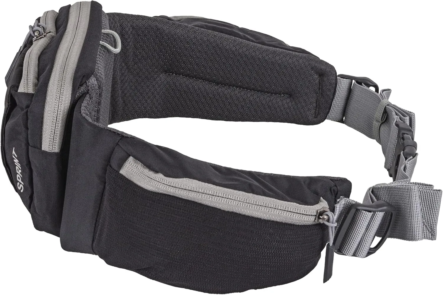 Mountainsmith Sprint Lumbar Waist Fanny Hip Pack, Running, Hiking, Travel, Dog-Walking, Outdoor Activities with 4 Zippered Pockets, Heritage Black