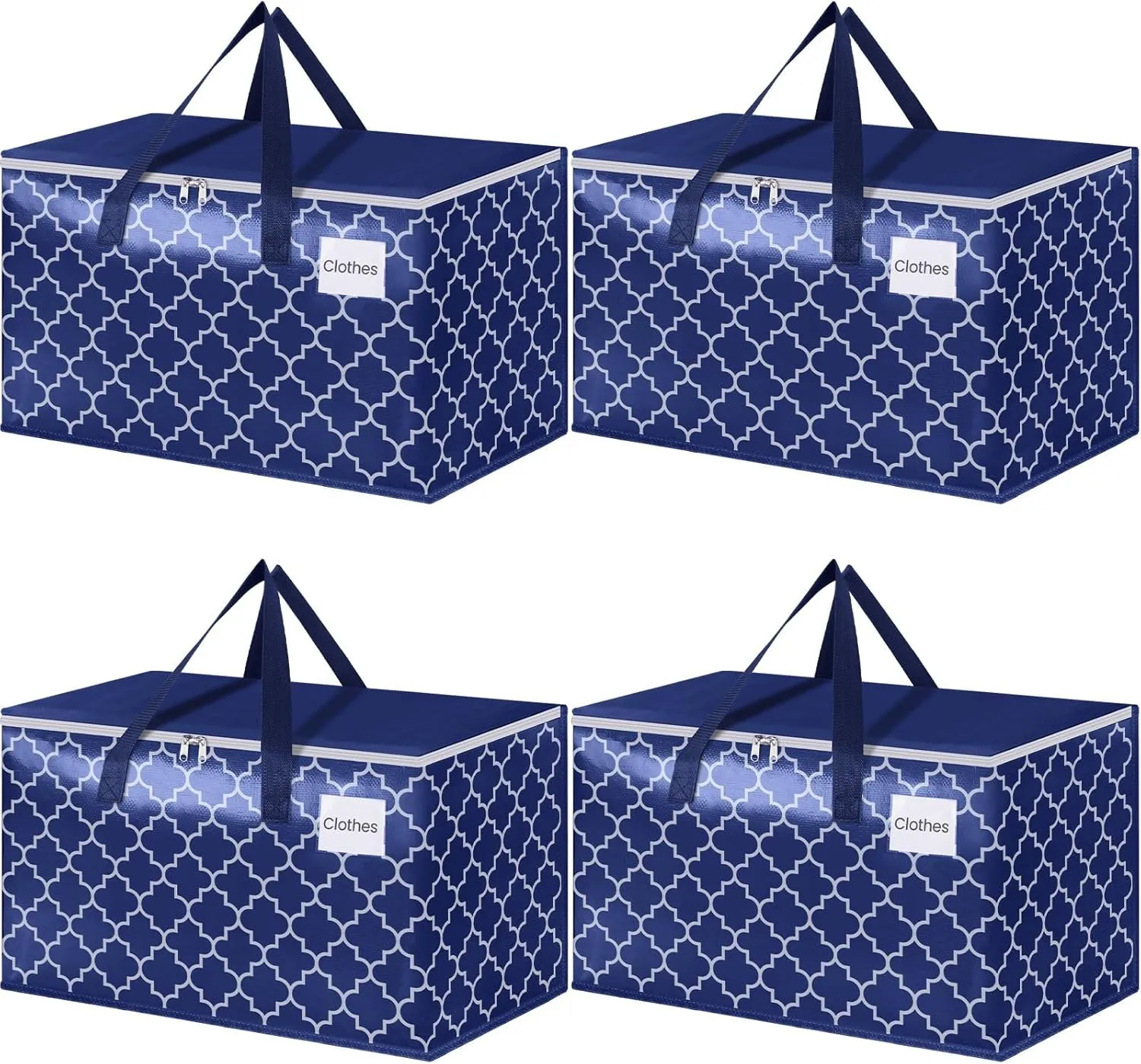 Moving Bags, Extra Large Moving Supplies, Heavy Duty Storage Bags, Packing Bags with Reinforced Zippers & Handles, Collapsible Packing Boxes, Storage Totes for Moving, Packing, 100L, 4 Packs