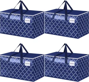 Moving Bags, Extra Large Moving Supplies, Heavy Duty Storage Bags, Packing Bags with Reinforced Zippers & Handles, Collapsible Packing Boxes, Storage Totes for Moving, Packing, 100L, 4 Packs