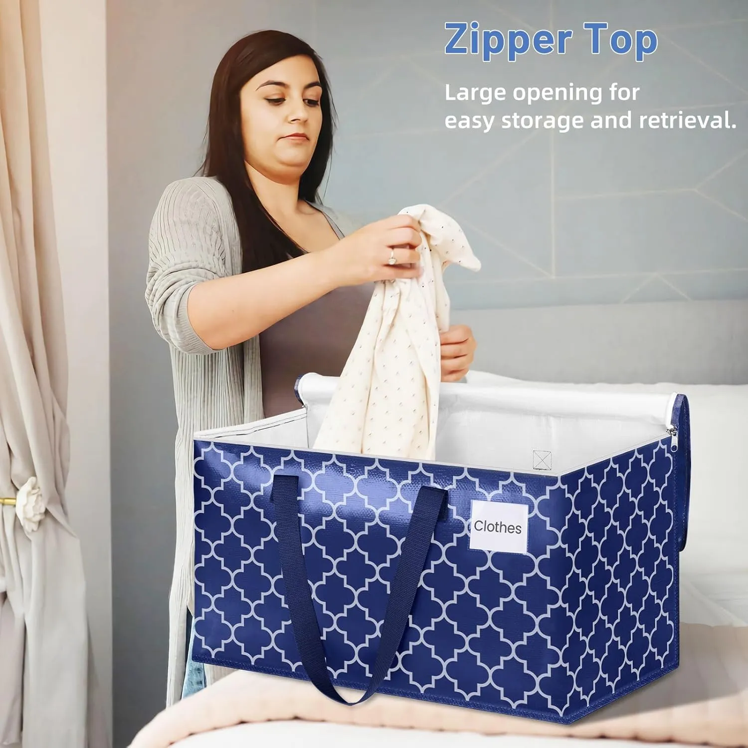 Moving Bags, Extra Large Moving Supplies, Heavy Duty Storage Bags, Packing Bags with Reinforced Zippers & Handles, Collapsible Packing Boxes, Storage Totes for Moving, Packing, 100L, 4 Packs