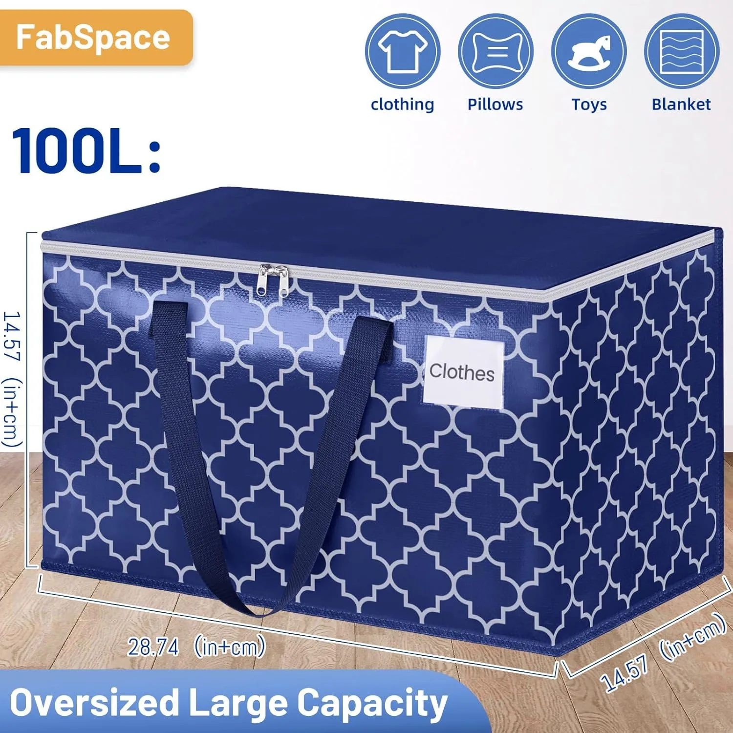 Moving Bags, Extra Large Moving Supplies, Heavy Duty Storage Bags, Packing Bags with Reinforced Zippers & Handles, Collapsible Packing Boxes, Storage Totes for Moving, Packing, 100L, 4 Packs