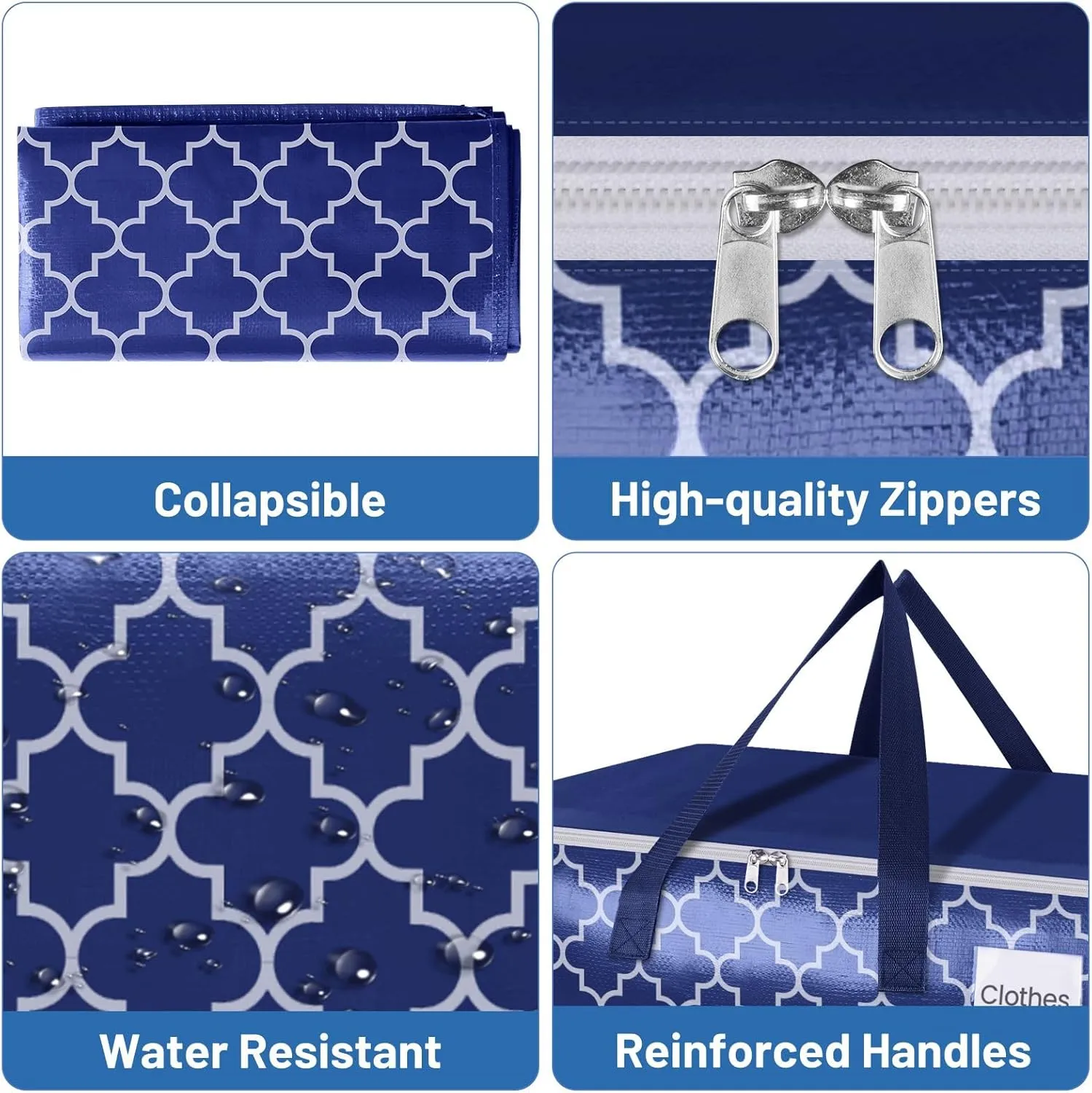 Moving Bags, Extra Large Moving Supplies, Heavy Duty Storage Bags, Packing Bags with Reinforced Zippers & Handles, Collapsible Packing Boxes, Storage Totes for Moving, Packing, 100L, 4 Packs