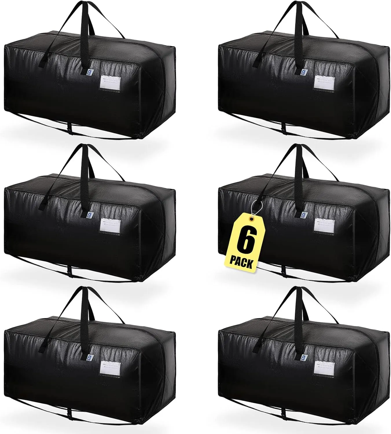 Moving Bags Heavy Duty,Extra Large Moving Bags for Travel/College Packing/Storage/Organization/Seasonal Clothes & Bedding Storage,Moving Supplies Bins,Compatible with Ikea Frakta Cart (Black,6 Pack)