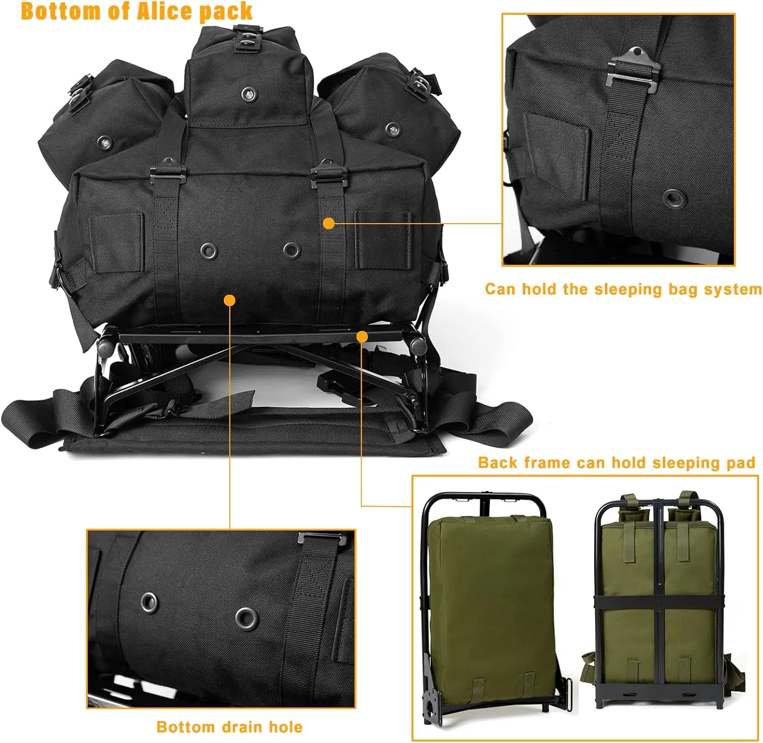 MT Military Alice Pack Army Survival Combat ALICE Rucksack Backpack