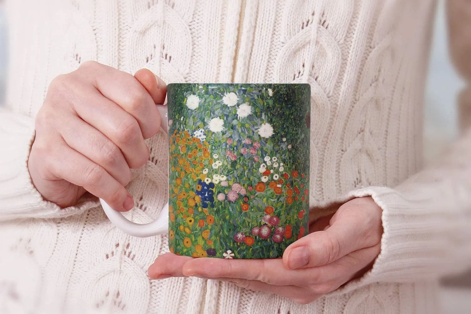 MUGBREW Classic Art Gustav Klimt Flower Garden Ceramic Coffee Mug Tea Cup, 11 OZ