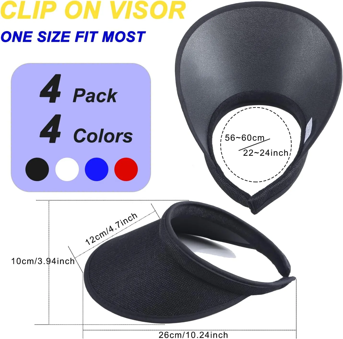 MULIMU 4-Pack Women Wide Brim Sun Visor UV Protection UPF50  Hat Golf Visor with Clip