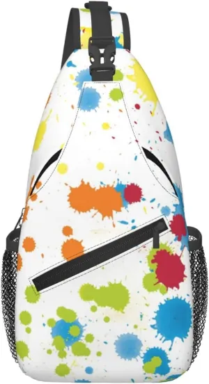Multicolor Paint Splatter Crossbody Bags Cross Men Chest Bag Adjustable Sling Backpack Shoulder Bag For Women Cycling Travel Sport Hiking
