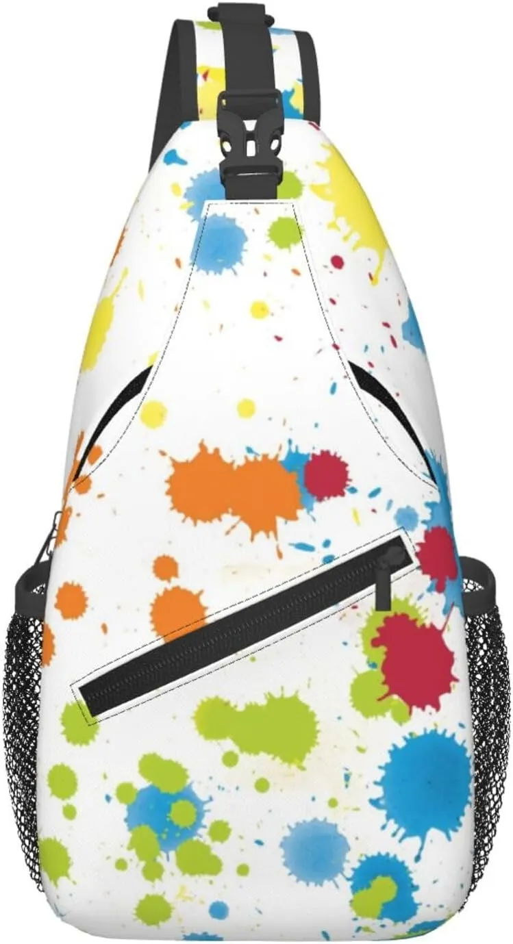 Multicolor Paint Splatter Crossbody Bags Cross Men Chest Bag Adjustable Sling Backpack Shoulder Bag For Women Cycling Travel Sport Hiking